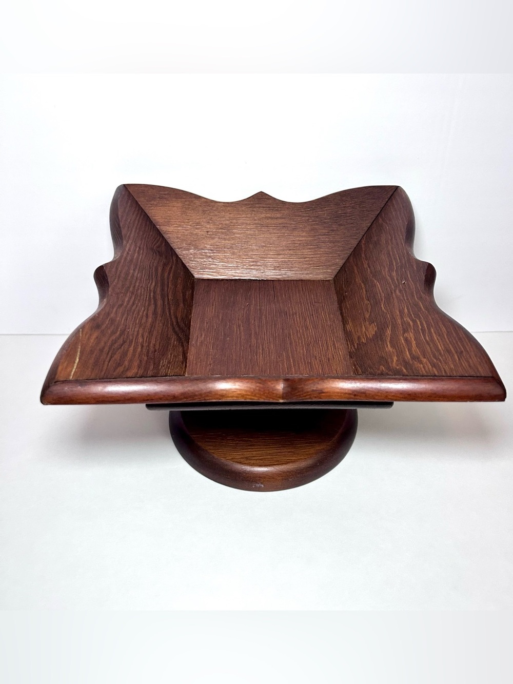 Vintage Mid-Century Modern Cornwall Wooden Pedestal Fruit Nut Bowl